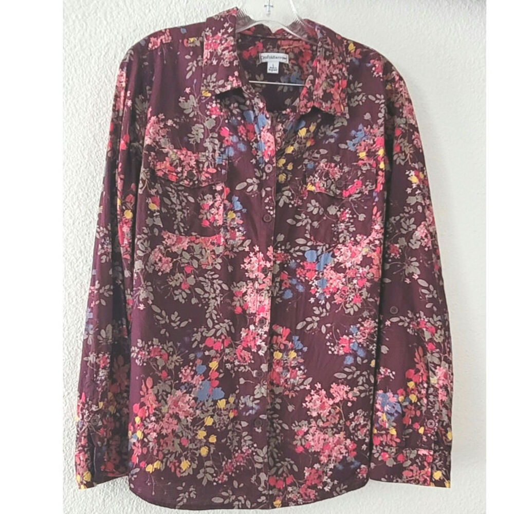 Women's Marion Floral Print Long Sleeve Button-down Croft & Barrow Large